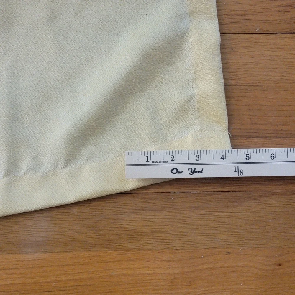 VTG 70s Window‎ Curtain Panels Drapes Set of 2 Yellow Pinch Pleat Beige 23